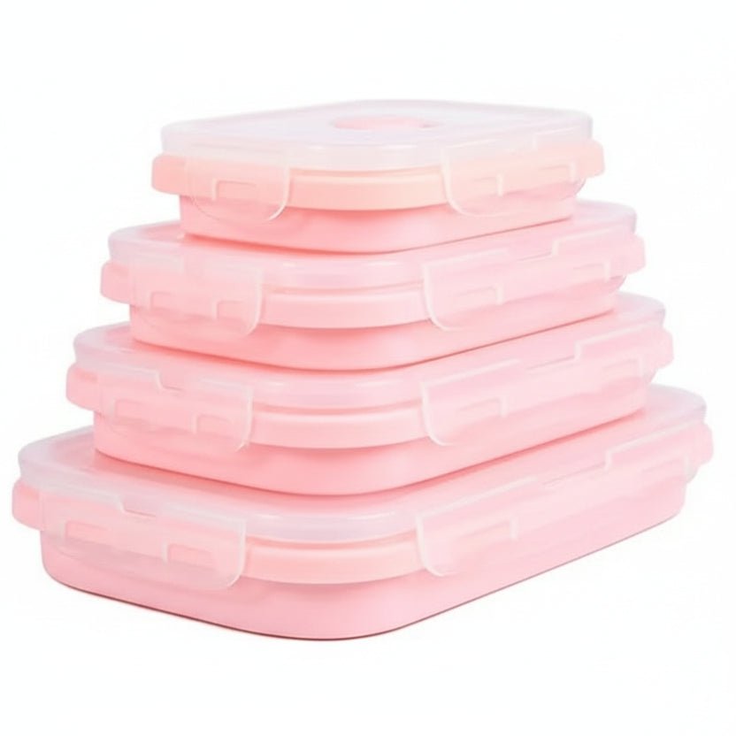 Collapsible Silicone Lunch Box Set - 4 Pack BPA-Free Food Storage Containers 10
