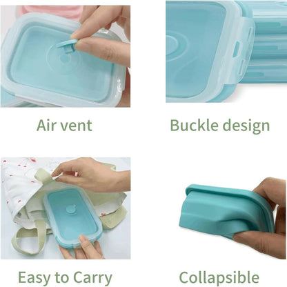 Collapsible Silicone Lunch Box Set - 4 Pack BPA-Free Food Storage Containers 2