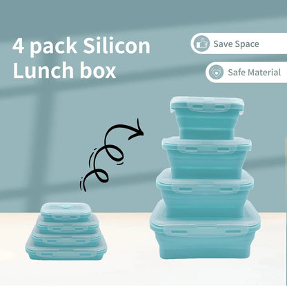 Collapsible Silicone Lunch Box Set - 4 Pack BPA-Free Food Storage Containers 3
