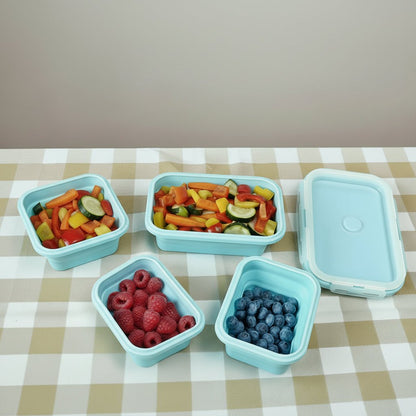 Collapsible Silicone Lunch Box Set - 4 Pack BPA-Free Food Storage Containers 4