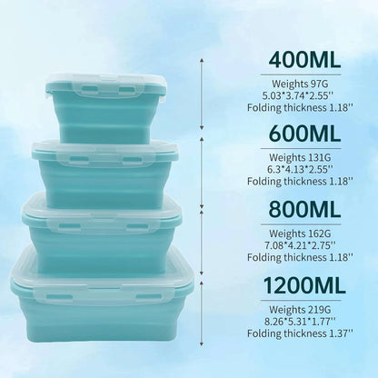 Collapsible Silicone Lunch Box Set - 4 Pack BPA-Free Food Storage Containers 5