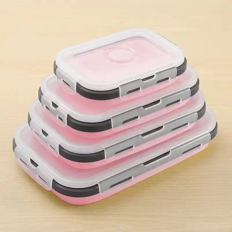 Collapsible Silicone Lunch Box Set - 4 Pack BPA-Free Food Storage Containers 8