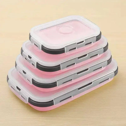 Collapsible Silicone Lunch Box Set - 4 Pack BPA-Free Food Storage Containers 8