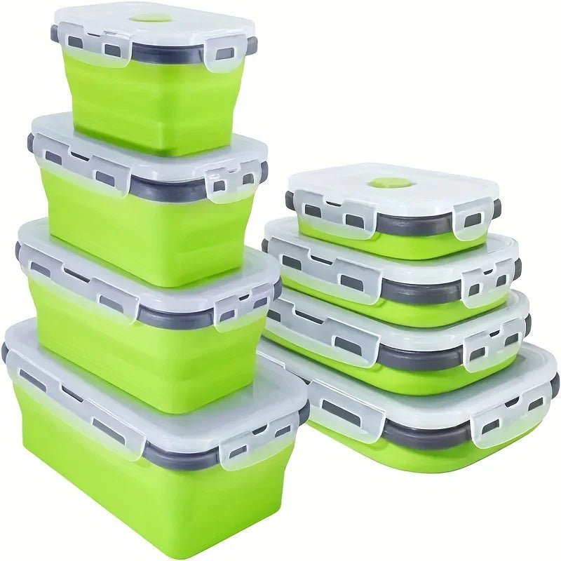 Collapsible Silicone Meal Prep Containers - Space-Saving Food Storage & Microwave Safe 0