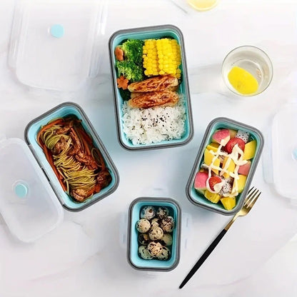 Collapsible Silicone Meal Prep Containers - Space-Saving Food Storage & Microwave Safe 3