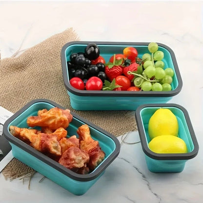 Collapsible Silicone Meal Prep Containers - Space-Saving Food Storage & Microwave Safe 5