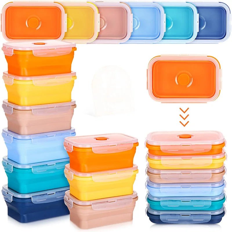 Collapsible Silicone Meal Prep Containers - Stackable Food Storage Solutions 0