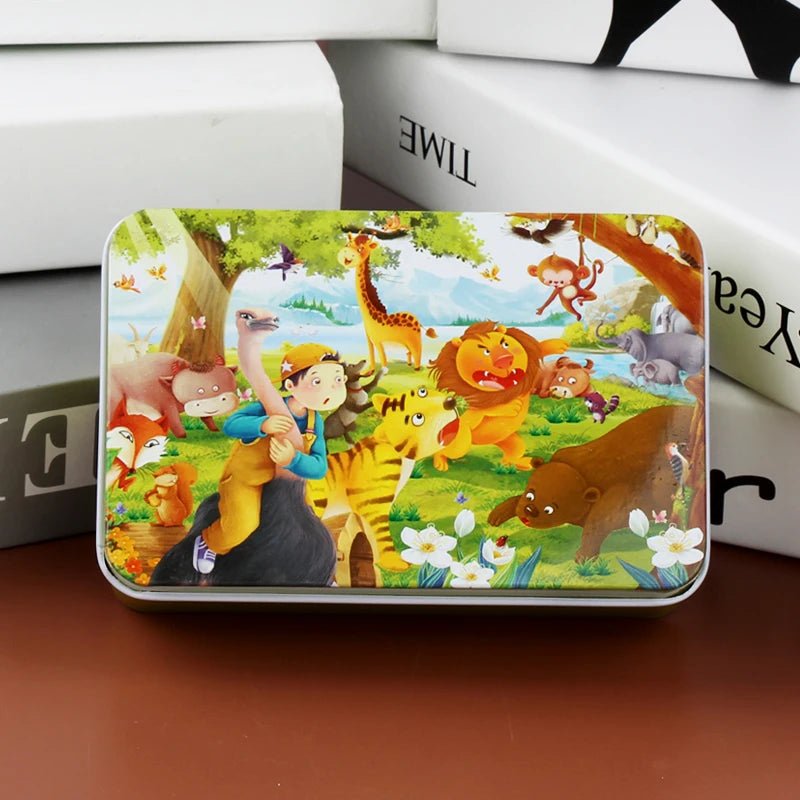 Colorful 60-Piece Wooden Puzzle for Kids - Educational Animal & Vehicle Jigsaw 25