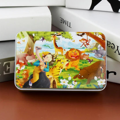 Colorful 60-Piece Wooden Puzzle for Kids - Educational Animal & Vehicle Jigsaw 25