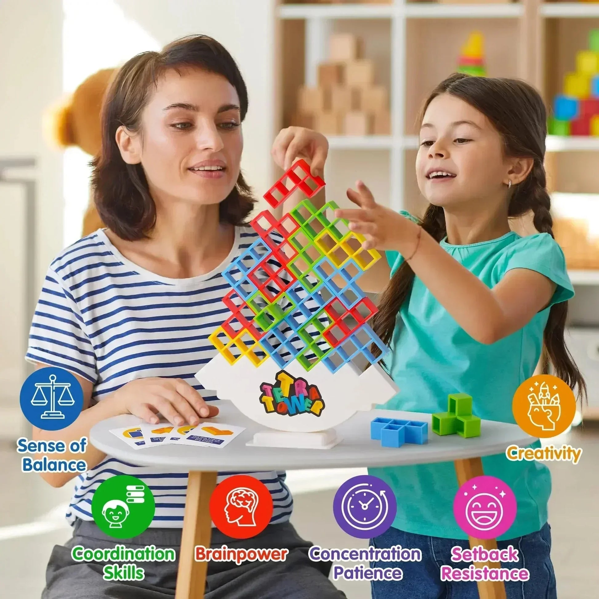 Colorful Balance Stacking Game - Engaging Toy for Kids & Adults, Develops Coordination and Teamwork 1