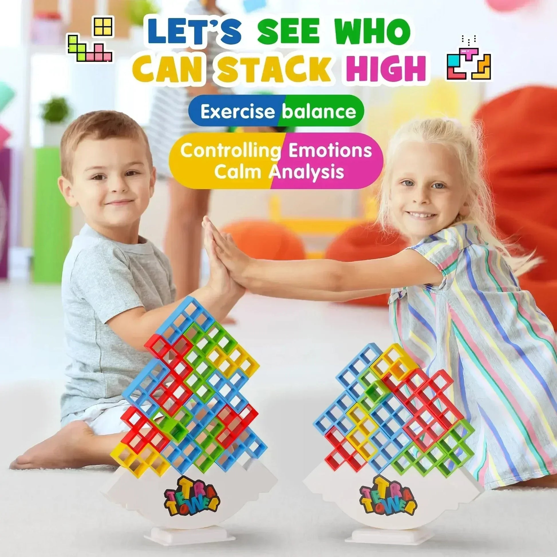 Colorful Balance Stacking Game - Engaging Toy for Kids & Adults, Develops Coordination and Teamwork 4