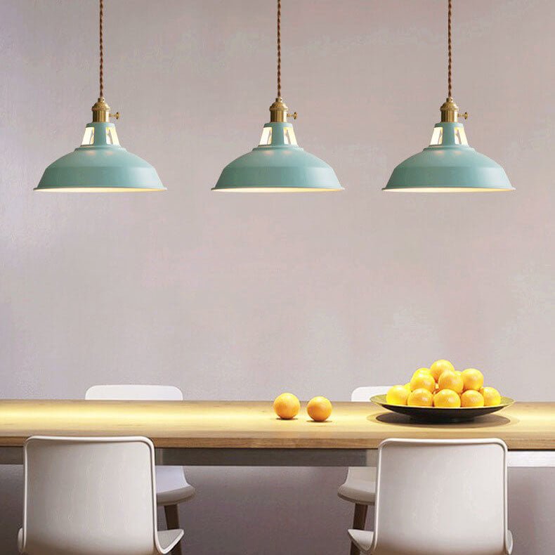 Colorful Barn Shade Pendant Lamp - Unique Industrial Design & Adjustable Cord 4