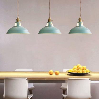 Colorful Barn Shade Pendant Lamp - Unique Industrial Design & Adjustable Cord 4