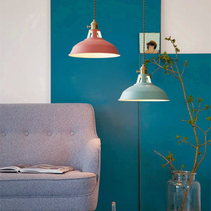 Colorful Barn Shade Pendant Lamp - Unique Industrial Design & Adjustable Cord 8