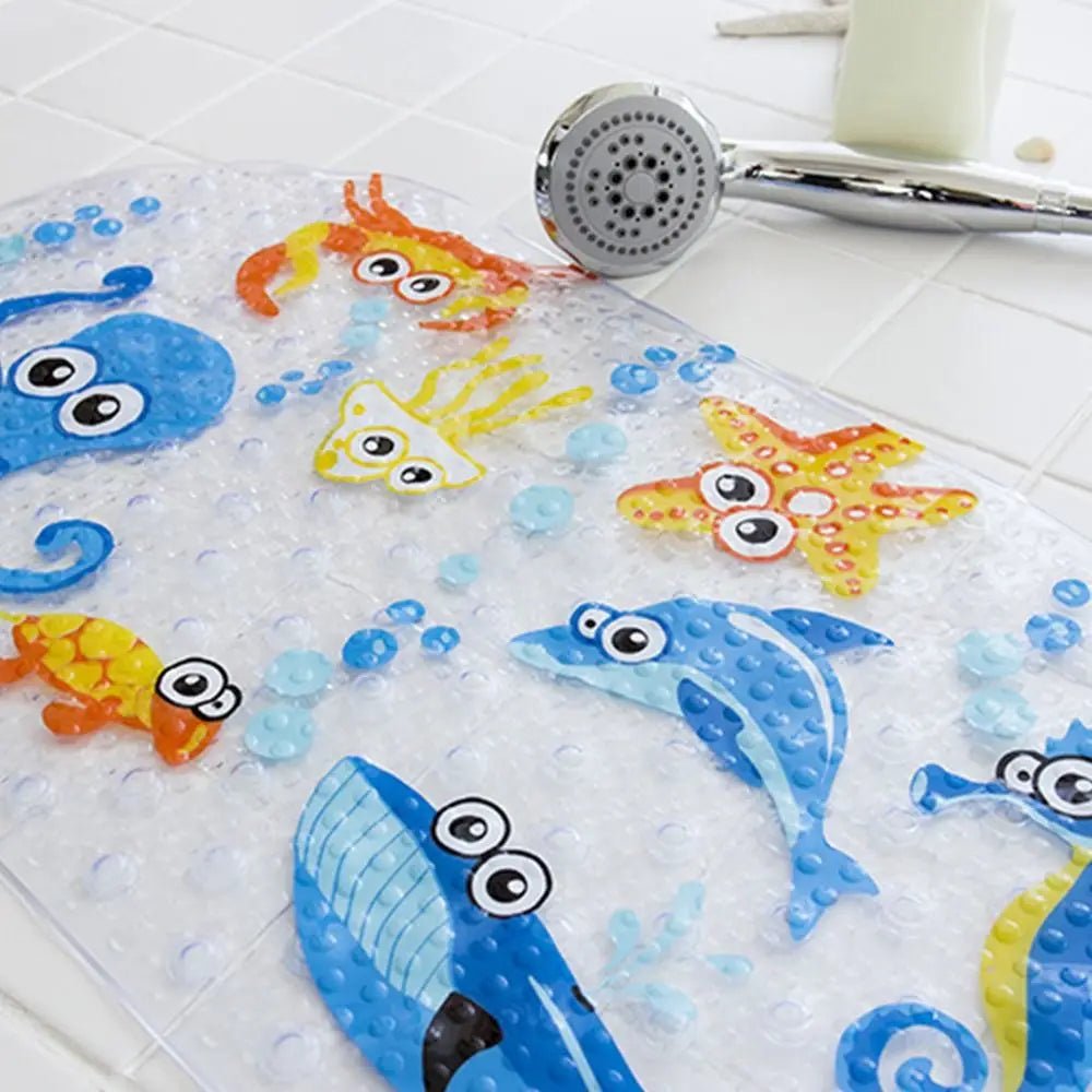 Colorful Cartoon PVC Anti-Slip Bath Mat for Kids - Safe Bathroom Mat with Suction Cups 0