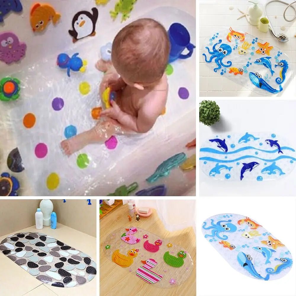 Colorful Cartoon PVC Anti-Slip Bath Mat for Kids - Safe Bathroom Mat with Suction Cups 1