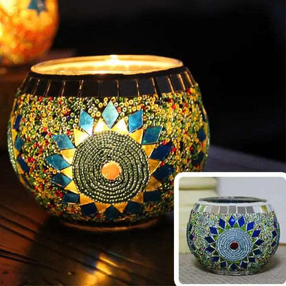 Colorful Mosaic Glass Candle Holder – Elegant Decorative Candle Stand Holder for Cozy Ambiance 1