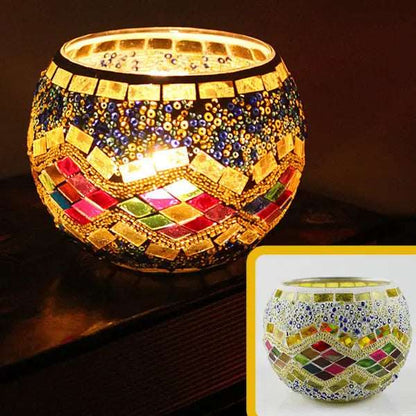 Colorful Mosaic Glass Candle Holder – Elegant Decorative Candle Stand Holder for Cozy Ambiance 10