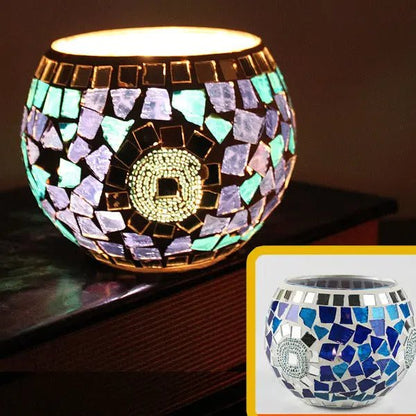 Colorful Mosaic Glass Candle Holder – Elegant Decorative Candle Stand Holder for Cozy Ambiance 12