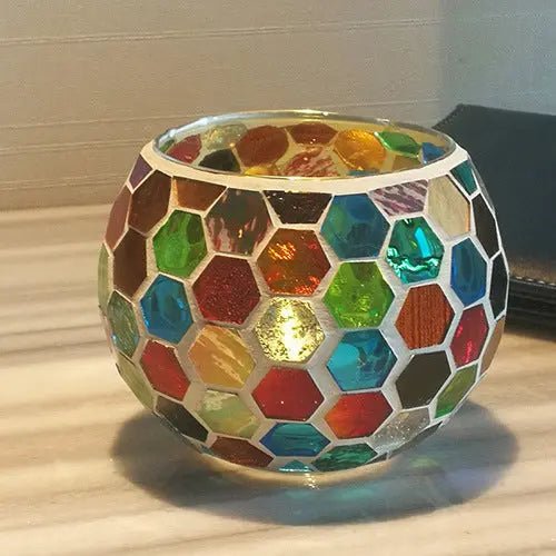 Colorful Mosaic Glass Candle Holder – Elegant Decorative Candle Stand Holder for Cozy Ambiance 13