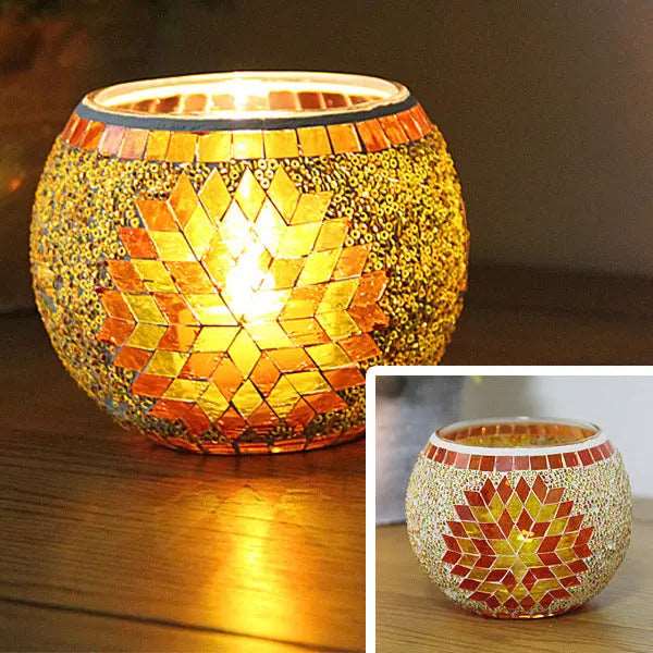 Colorful Mosaic Glass Candle Holder – Elegant Decorative Candle Stand Holder for Cozy Ambiance 14