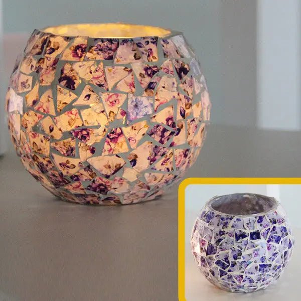 Colorful Mosaic Glass Candle Holder – Elegant Decorative Candle Stand Holder for Cozy Ambiance 15