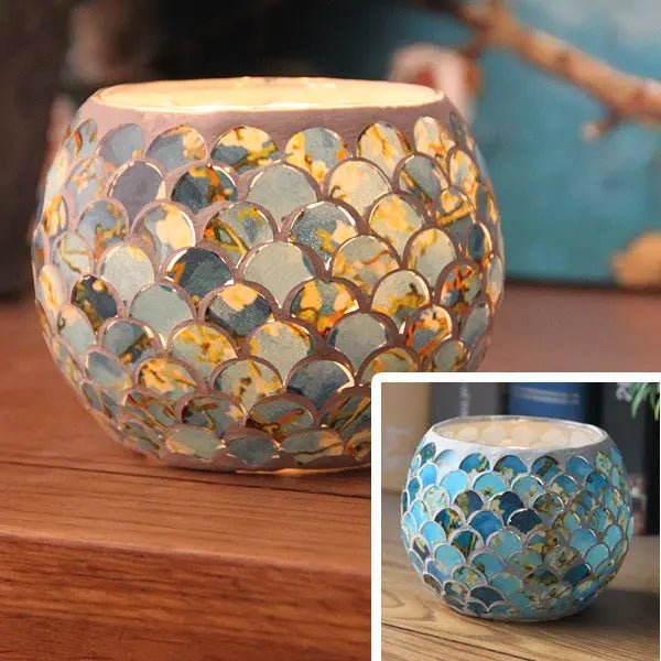 Colorful Mosaic Glass Candle Holder – Elegant Decorative Candle Stand Holder for Cozy Ambiance 19