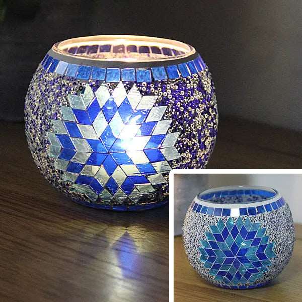 Colorful Mosaic Glass Candle Holder – Elegant Decorative Candle Stand Holder for Cozy Ambiance 2