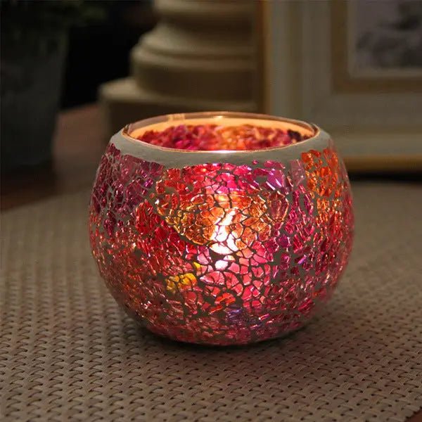 Colorful Mosaic Glass Candle Holder – Elegant Decorative Candle Stand Holder for Cozy Ambiance 23