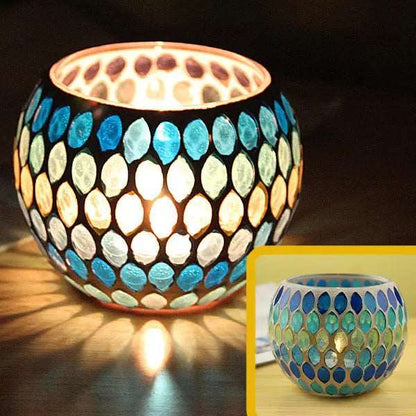 Colorful Mosaic Glass Candle Holder – Elegant Decorative Candle Stand Holder for Cozy Ambiance 24