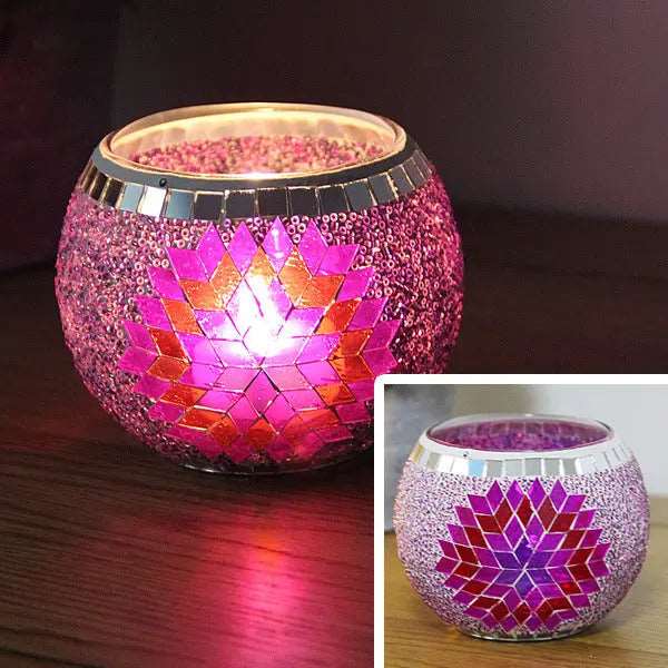 Colorful Mosaic Glass Candle Holder – Elegant Decorative Candle Stand Holder for Cozy Ambiance 25