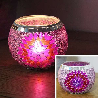 Colorful Mosaic Glass Candle Holder – Elegant Decorative Candle Stand Holder for Cozy Ambiance 25