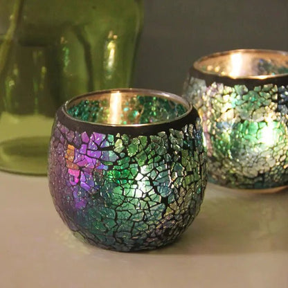 Colorful Mosaic Glass Candle Holder – Elegant Decorative Candle Stand Holder for Cozy Ambiance 26
