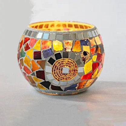 Colorful Mosaic Glass Candle Holder – Elegant Decorative Candle Stand Holder for Cozy Ambiance 3