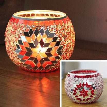 Colorful Mosaic Glass Candle Holder – Elegant Decorative Candle Stand Holder for Cozy Ambiance 4
