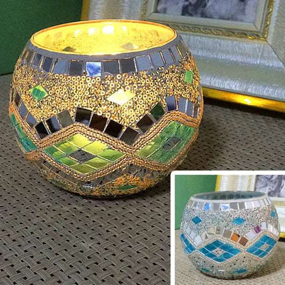 Colorful Mosaic Glass Candle Holder – Elegant Decorative Candle Stand Holder for Cozy Ambiance 6