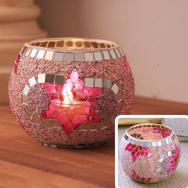 Colorful Mosaic Glass Candle Holder – Elegant Decorative Candle Stand Holder for Cozy Ambiance 8