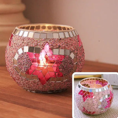 Colorful Mosaic Glass Candle Holder – Elegant Decorative Candle Stand Holder for Cozy Ambiance 8