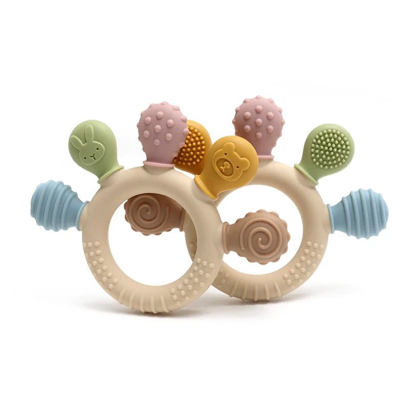 Colorful Silicone Baby Ring Teether - Safe Sensory Gum Relief for Infants 3