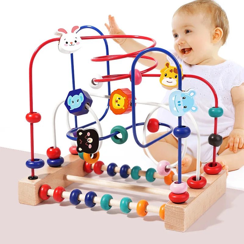 Colorful Wooden Bead Maze & Abacus Toy - Educational Fun for Toddlers 18+ Months 0