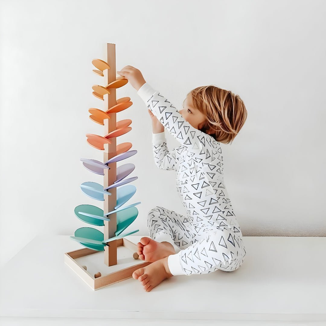 Colorful Wooden Marble Run - Educational Marble Racer for Kids' Learning 0