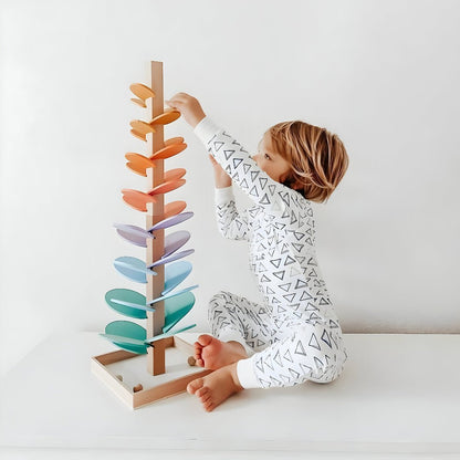 Colorful Wooden Marble Run - Educational Marble Racer for Kids' Learning 0