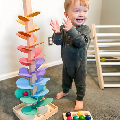 Colorful Wooden Marble Run - Educational Marble Racer for Kids' Learning 4