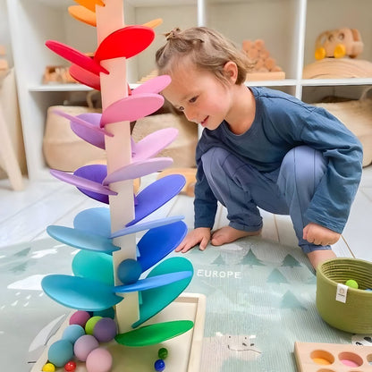 Colorful Wooden Marble Run - Educational Marble Racer for Kids' Learning 5