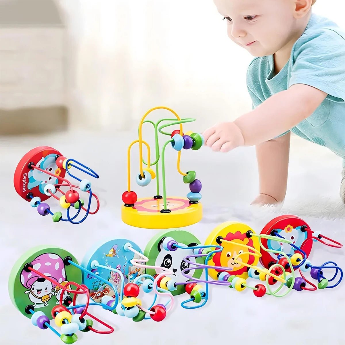 Colorful Wooden Roller Coaster Toy - Educational Bead Maze for Fine Motor Skills 2