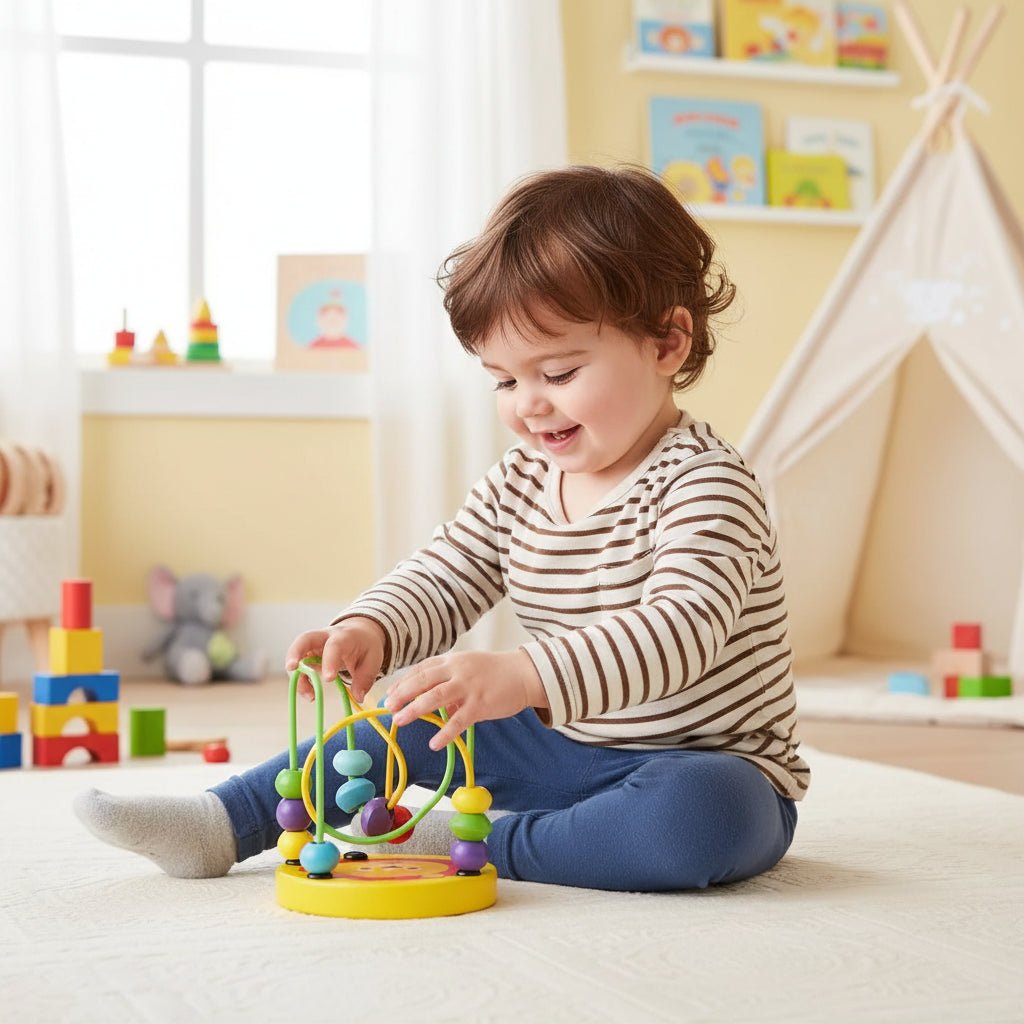 Colorful Wooden Roller Coaster Toy - Educational Bead Maze for Fine Motor Skills 5