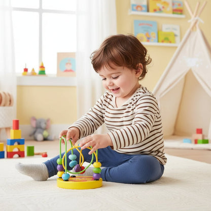 Colorful Wooden Roller Coaster Toy - Educational Bead Maze for Fine Motor Skills 5