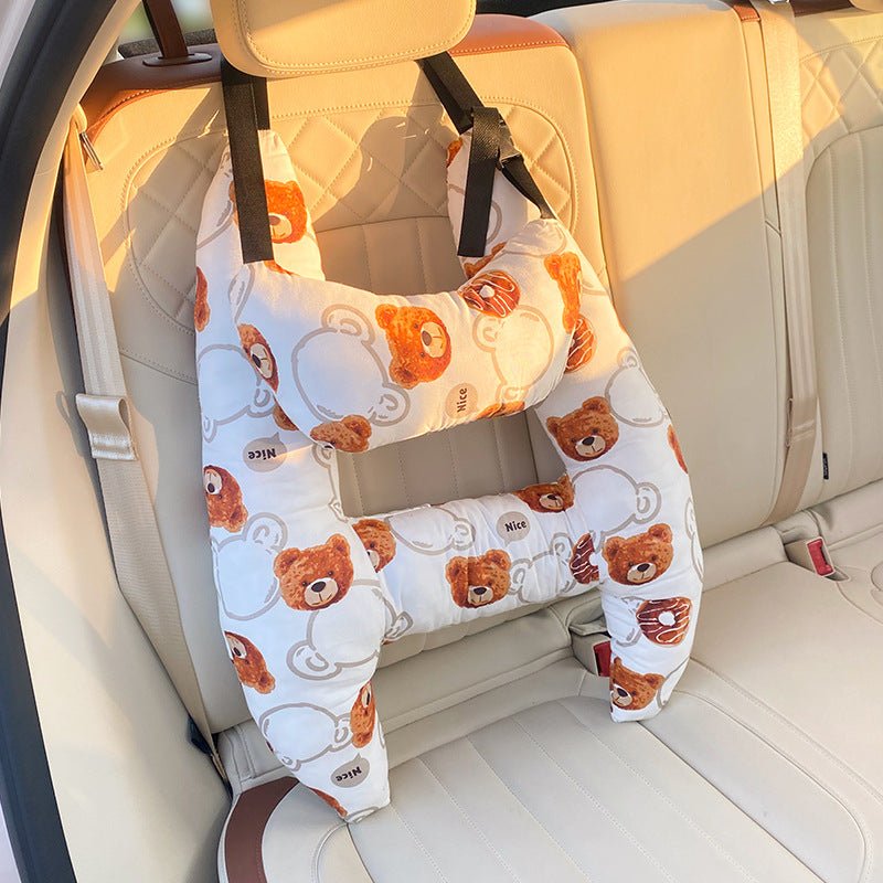 KIDSCOMFORT – Ergonomic Car Pillow with Soft Fabric and Playful Prints