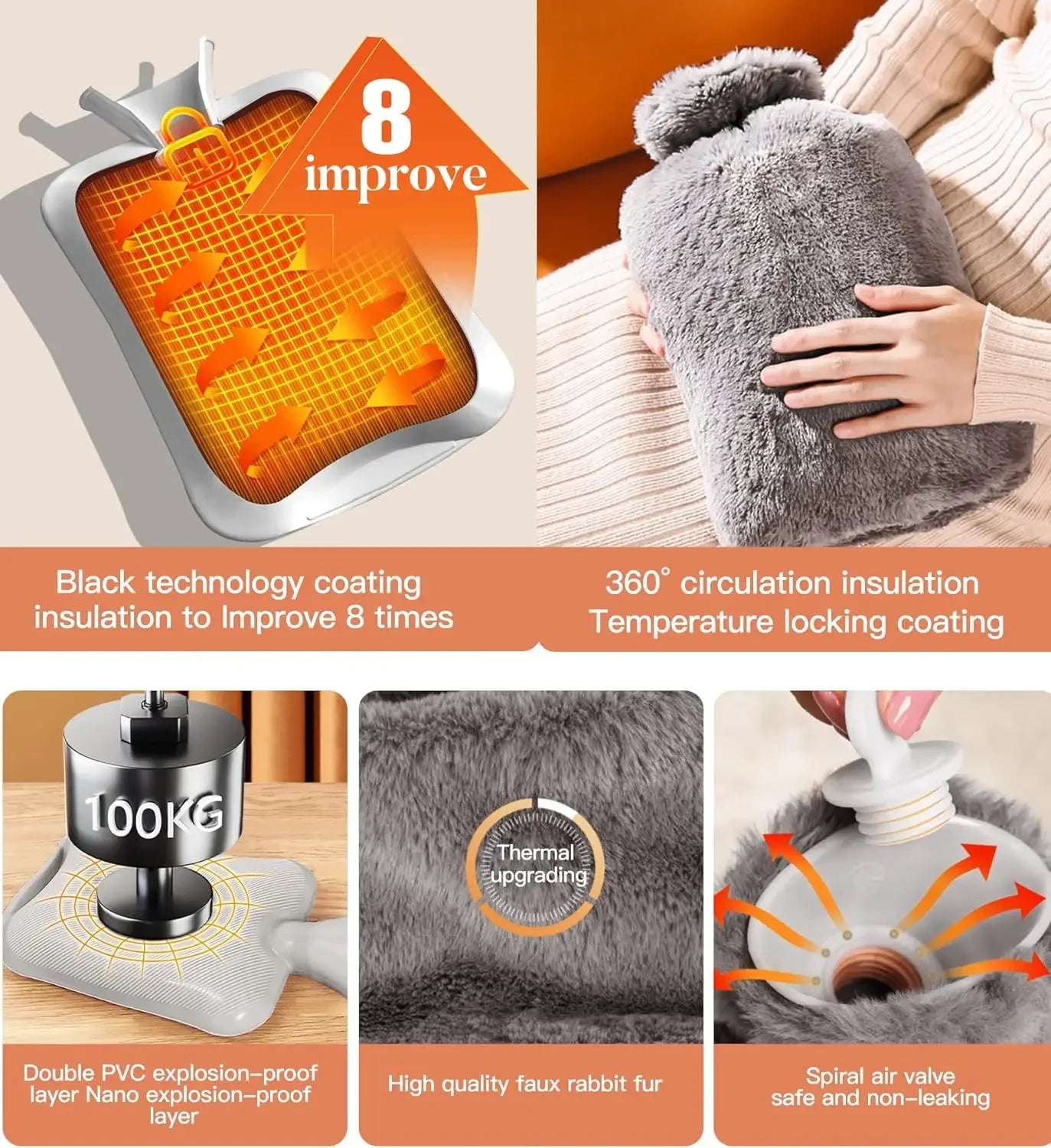 ComfortEase - 2L Hot Water Bottle With Soft Cover for Pain Relief and Comfort 5