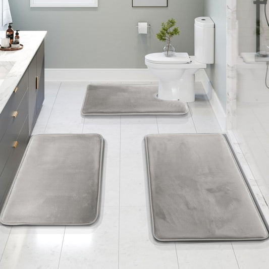 ComfortNest - 3-Piece Memory Foam Bath Mat Set - Soft, Absorbent, Non-Slip Bathroom Rugs 0